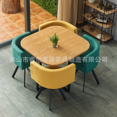 简约接待桌椅组合商店铺面商务会客洽谈桌椅可收纳休闲餐桌 小圆桌图2