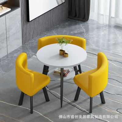 厂家洽谈奶茶店桌椅北欧小户型双层木桌子饭桌餐桌椅组合咖啡桌图3