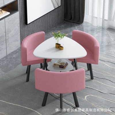 厂家洽谈奶茶店桌椅北欧小户型双层木桌子饭桌餐桌椅组合咖啡桌图2