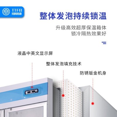 制药厂BL-1200六门不锈钢双温双控数显防爆冰箱图3