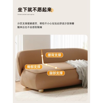 法式复古风公寓卧室一米二小沙发猫抓皮双人沙发小户型客厅皮艺图5