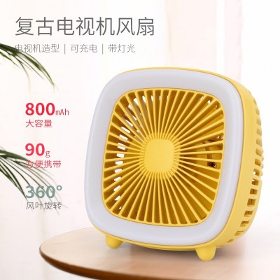 复古电视机风扇小夜灯风扇迷你小风扇电视机风扇桌面风扇LED风扇图3