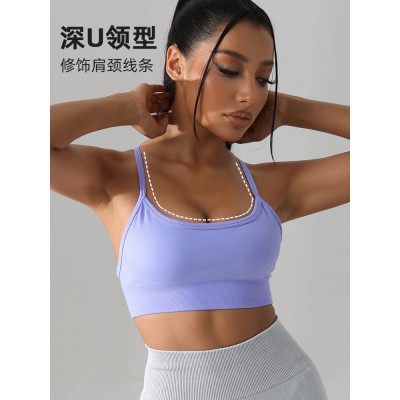 欧美跨境新品瑜伽服背心女速干美背运动内衣户外跑步健身文胸批发图3