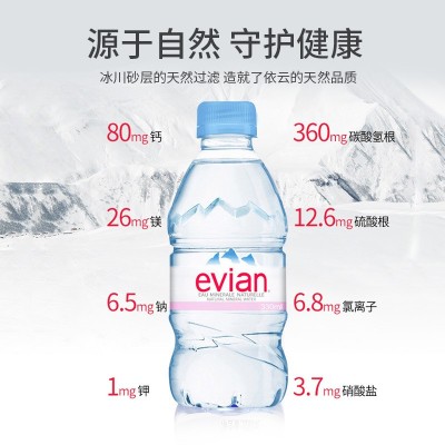Evian依云法国进口天然弱碱性矿泉水330ml*24整箱小瓶2 4年 批发图2