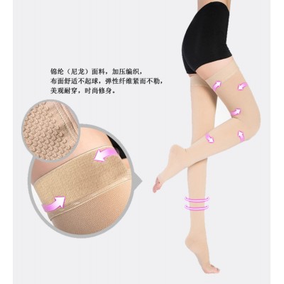 二级长筒袜九分弹力袜男女筋麦曲张压力袜运动过膝大腿压缩袜防滑图4