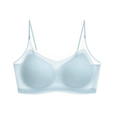 冰丝无痕内衣女夏薄款大胸显小胸罩细肩带美背运动背心式文胸聚拢图4