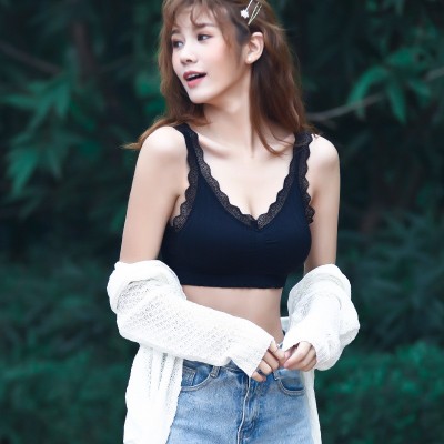 无缝美背裹胸抹胸 无钢圈性感蕾丝内衣 防走光运动背心图2