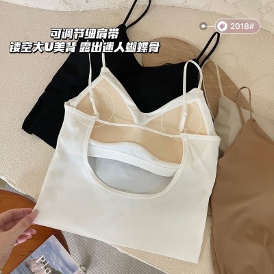 冰丝美背吊带背心女夏季内搭打底带胸垫文胸一体辣妹抹胸外穿上衣图2