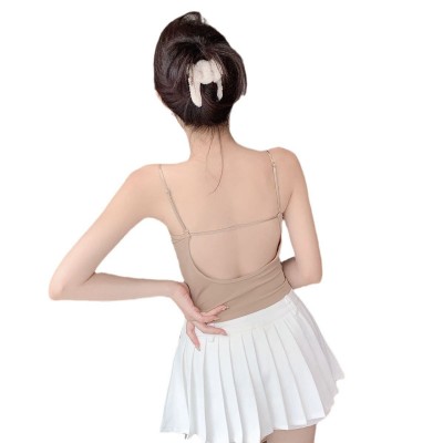 冰丝美背吊带背心女夏季内搭打底带胸垫文胸一体辣妹抹胸外穿上衣图5