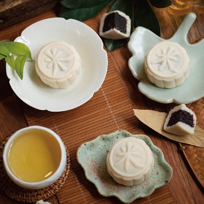 南宋雪月中秋黑芝麻红豆沙月饼定制枣泥五黑馅米月饼批货传 统糕点图3