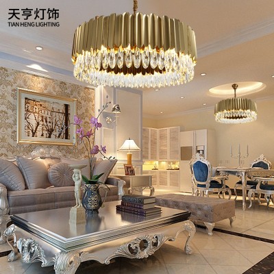 天亨美式后现代轻奢水晶吊灯北欧个性简约卧室客厅餐厅复式圆形灯图2