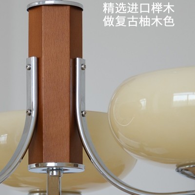 中古北欧实木卧室餐厅吊灯 法式复古原木mcm书房客厅吊灯图4