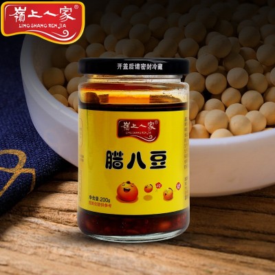 湖北岭上人家厂家批发腊八豆下饭菜火锅拌面调味酱200g/瓶包邮图3