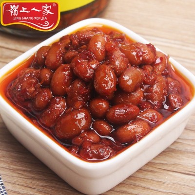 湖北岭上人家厂家批发腊八豆下饭菜火锅拌面调味酱200g/瓶包邮图5