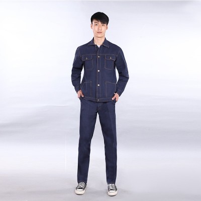 牛仔工作服套装男耐磨耐脏工地工装电焊电工服车间工厂牛仔劳保服图4