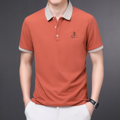 夏季新款仿棉男士polo衫高级感商务休闲刺绣纯色翻领t恤男款图4