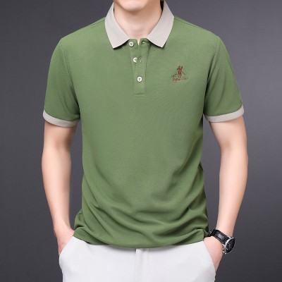 夏季新款仿棉男士polo衫高级感商务休闲刺绣纯色翻领t恤男款图3