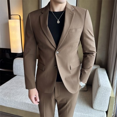 西装男高级感套装春秋韩版修身休闲轻熟风两件套小西服痞帅外套潮图2