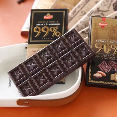 进口斯巴达克纯黑巧克力90％牛皮纸俄罗斯纯可可脂90克黑巧代餐图3