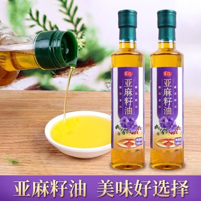 厂家直供冷榨纯亚麻籽油500毫升瓶装食用植物油家用食用油批发图2